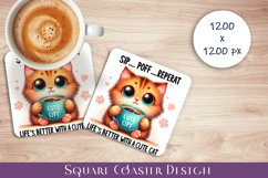 Funny Cat Sarcastic Quotes Coaster Sublimation Design Product Image 1