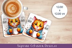 Funny Cat Sarcastic Quotes Coaster Sublimation Design Product Image 1