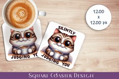 Funny Cat Sarcastic Quotes Coaster Sublimation Design Product Image 1