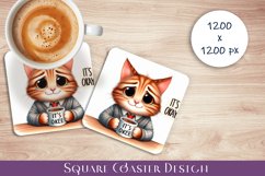 Funny Cat Sarcastic Quotes Coaster Sublimation Design Product Image 1