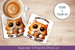 Funny Cat Sarcastic Quotes Coaster Sublimation Design Product Image 1