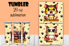 Sarcastic cat tumbler. Happy Halloween sublimation PNG Product Image 1