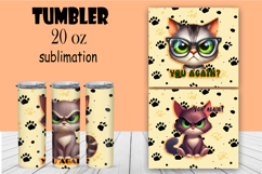 Sarcastic cat tumbler. Happy Halloween sublimation PNG Product Image 1