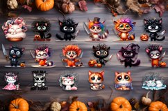 Black and white cat, Sarcastic halloween Clipart watercolor Product Image 2