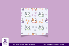 cat seamless pattern-animal-digital paper-scrapbook-wrapping-fabric-textile-repeat pattern