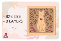 Cute Cat Animal Colored Shadow box SVG Papercut template Product Image 2
