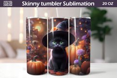 Black Cat Halloween Tumbler Wrap | Halloween Skinny Tumbler Product Image 1