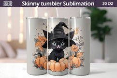 Cat Halloween Tumbler | Halloween Skinny Tumbler Wrap Product Image 1