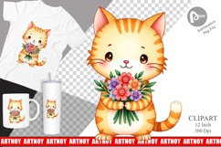 Cat Spring Bouquet Clipart Product Image 1
