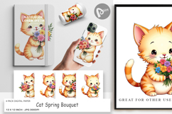 Digital Paper Cat Spring Bouquet Product Image 1