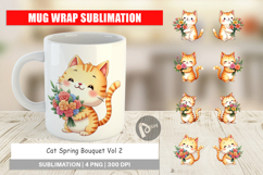 Mug Wrap Cat Spring Bouquet Product Image 1
