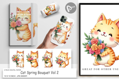 Digital Paper Cat Spring Bouquet Product Image 1