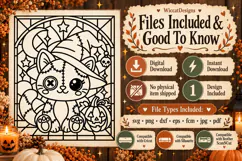 Cute Witch Cat Stained Glass SVG | Halloween Cricut Cut File Product Image 3