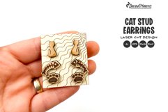 Cat Stud Earrings Laser Cut Design Product Image 1