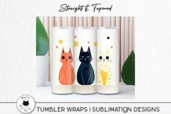 3 tumblers with cat design