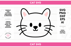 Cat SVG | Cute Kawaii Cat Face SVG Product Image 1