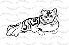 Lying Cat svg, Pet portrait, cat clipart, animal cut file Product Image 1