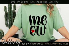 Cat Meow SVG Cut Files Love Heart Paw Prints SVG Cat Mom SVG Product Image 3