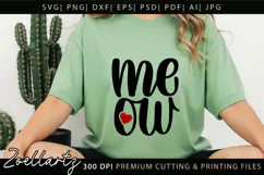 Cat Meow SVG Cut Files Love Heart Paw Prints SVG Cat Mom SVG Product Image 3