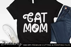 Cat Mom SVG PNG EPS DXF Paw Prints Cat Lover T-shirt Design Product Image 2