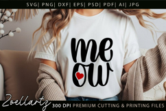 Cat Meow SVG Cut Files Love Heart Paw Prints SVG Cat Mom SVG Product Image 4