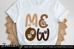 Cat Meow SVG PNG EPS DXF Paw Prints Cat Farmhouse Sign Product Image 1