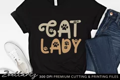 Cat Mom SVG PNG EPS Paw Prints SVG Cat Lady T-shirt Design Product Image 1
