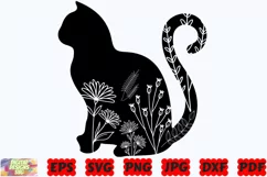 Cat Swirly SVG | Floral Cat SVG| Cat SVG | Cat Mom SVG | Pet Product Image 3