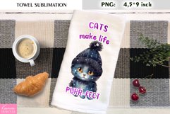Cats Make Life Purr-Fect|Winter Watercolor Kitchen Towel Product Image 1