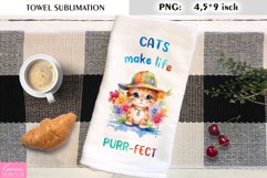 Cats Make Life Purr-Fect|Summer Watercolor Kitchen Towel Product Image 1