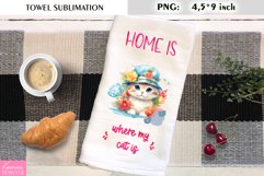 Home Is Where My Cat Is|Watercolor Kitchen Towel Sublimation Product Image 1
