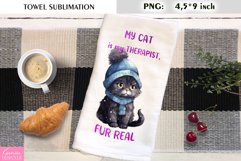 My Cat Is My Therapist, Fur Real|Watercolor Kitchen Towel Product Image 1