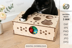 3D Cat Toy Box Laser Cut. Cat Storage Box SVG Product Image 1