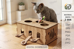 3D Cat Toy Box Laser Cut. Cat Puzzle Toy Box SVG Product Image 1