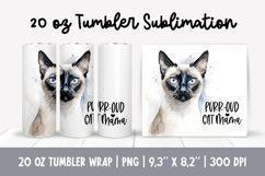 Cat Mom 20 Oz Skinny Tumbler Wrap Sublimation Siamese Product Image 1