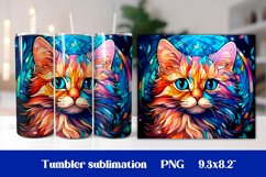 Cat tumbler sublimation design wrap 20 Oz, cat stained glass tumbler PNG, cat stained glass