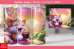 Morning routine, Funny cat tumbler, spring tumbler Product Image 1