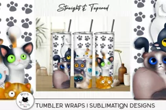 tumbler with cat illustrations