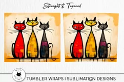 Artistic Cat Tumbler Design | Sitting Cats Tumbler Wrap Product Image 2