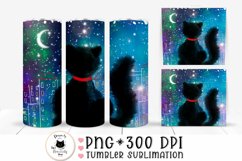 cute black cat tumbler wrap shown on tumblers