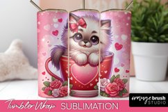 Cat Tumbler Sublimation - Valentine&#039;s Day Tumbler Wrap