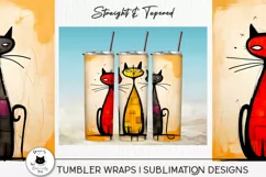 Artistic Cat Tumbler Design | Sitting Cats Tumbler Wrap Product Image 3