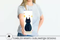 woman holding a tumbler with cat design