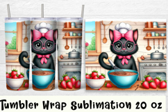 Funny Housewife cat Watercolor Sublimation Tumbler Wrap Product Image 1