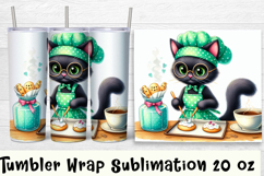 Funny Housewife cat Watercolor Sublimation Tumbler Wrap Product Image 1