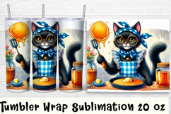 Funny Housewife cat Watercolor Sublimation Tumbler Wrap Product Image 1