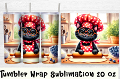 Funny Housewife cat Watercolor Sublimation Tumbler Wrap Product Image 1