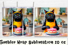 Funny Housewife cat Watercolor Sublimation Tumbler Wrap Product Image 1