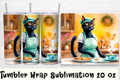 Funny Housewife cat Watercolor Sublimation Tumbler Wrap Product Image 1