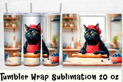 Funny Housewife cat Watercolor Sublimation Tumbler Wrap Product Image 1